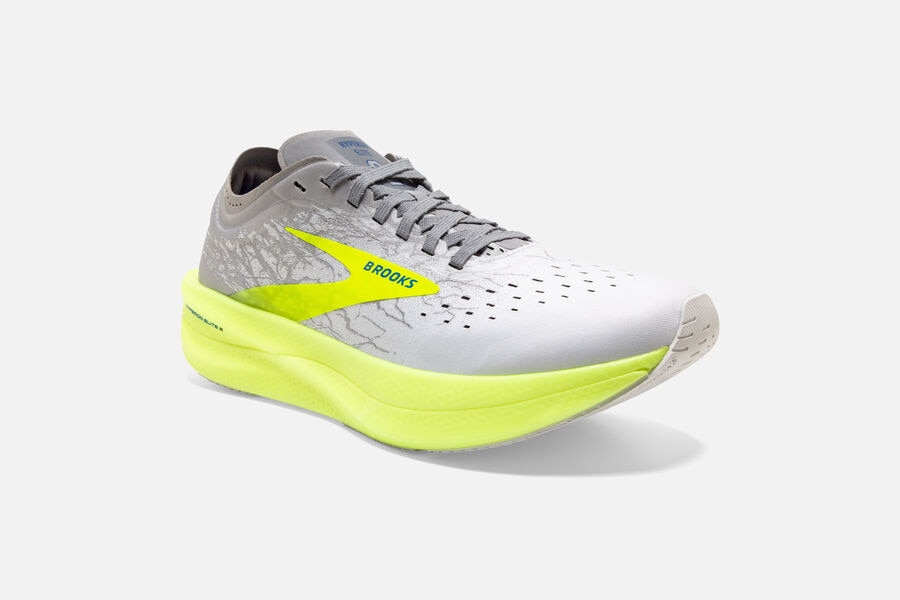 Brooks Hyperion Elite 2 Spikes Shoes - Mens - White/Grey/Green - EF8317409